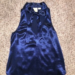 Anthropologie silk high/ v- neck top with tie